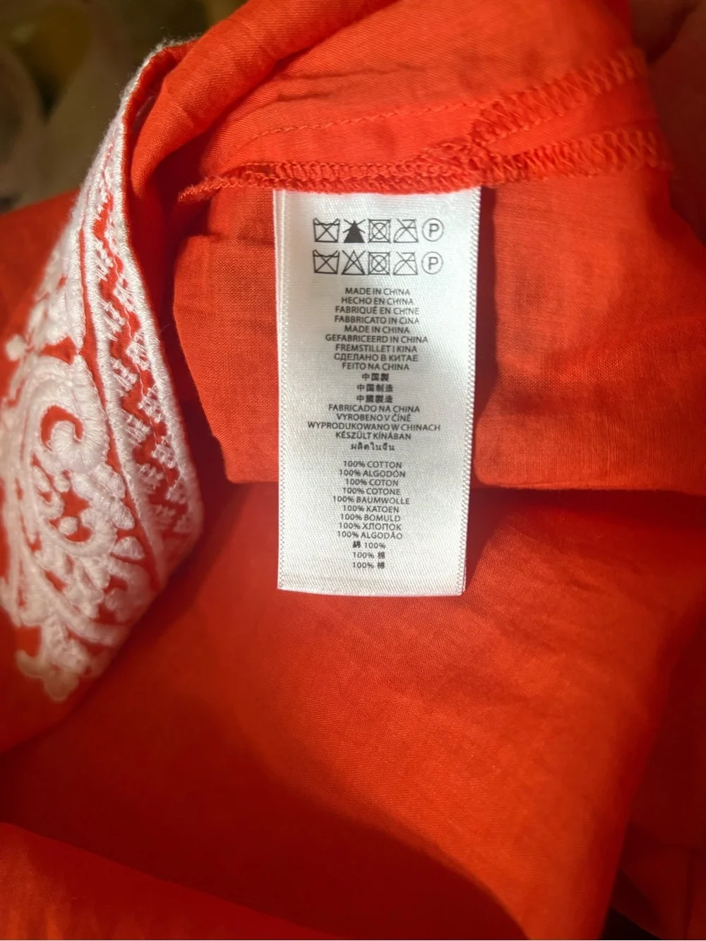 Michael Kors Orange Tunic with White Embroidery, Size: XL